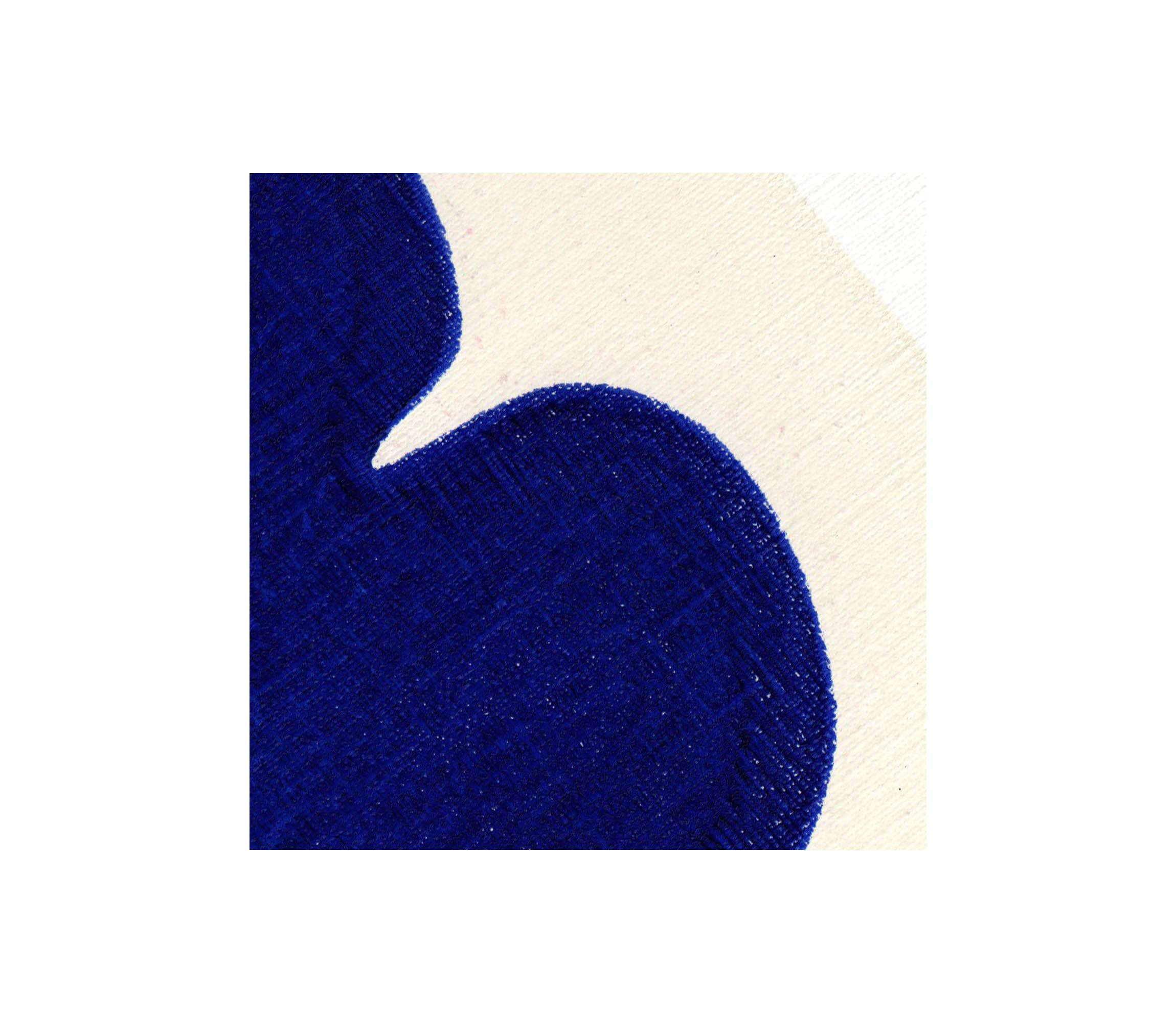 abstract painting on ultramarine blue paper signed Eawy