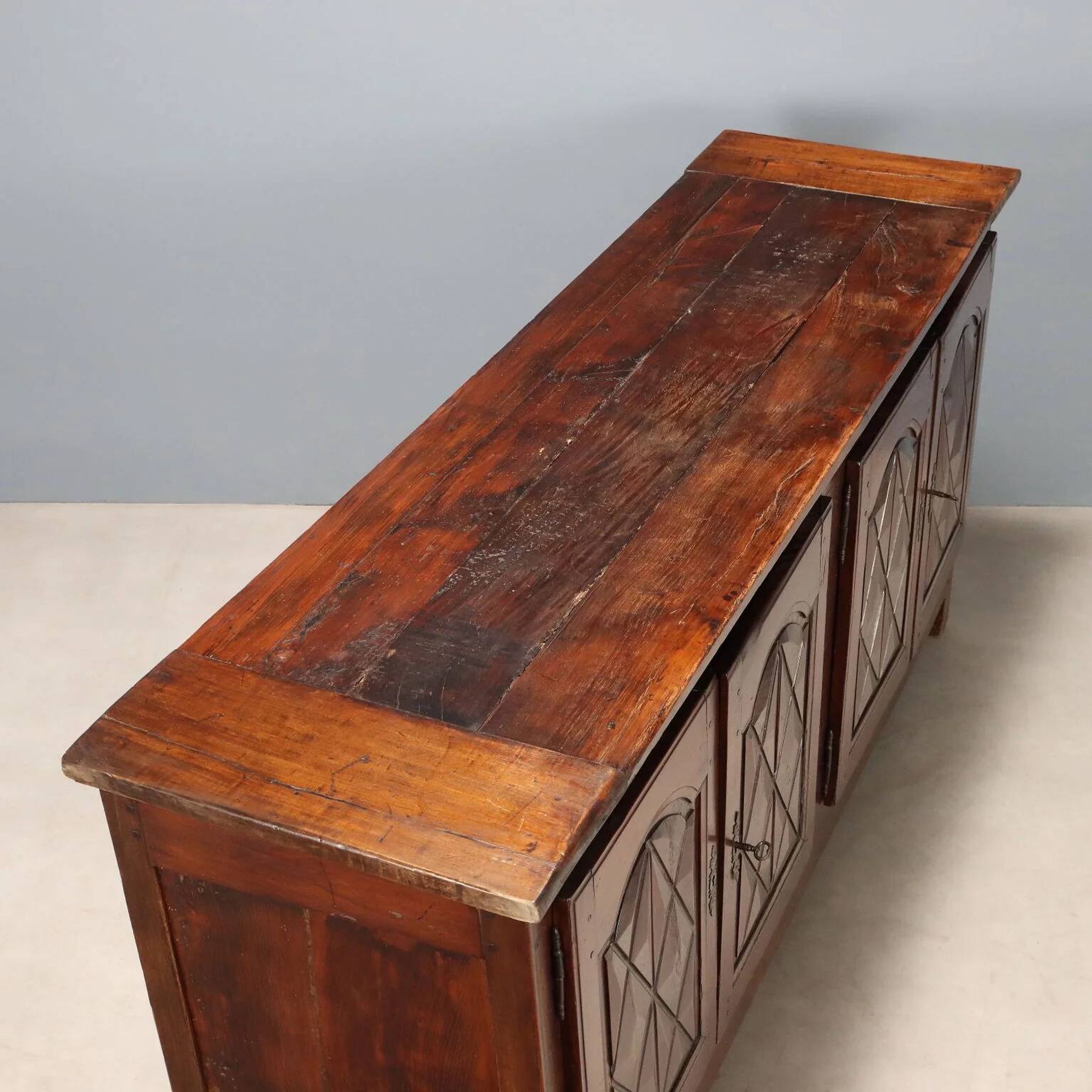 Antique buffet in various types of wood, Italy, 18th century