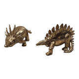 Paire de boîtes dinosaures en laiton
