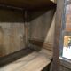 Vintage display cabinet/shelf in dark wood with glass.