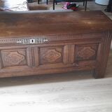 Old marquetry and solid wood chest