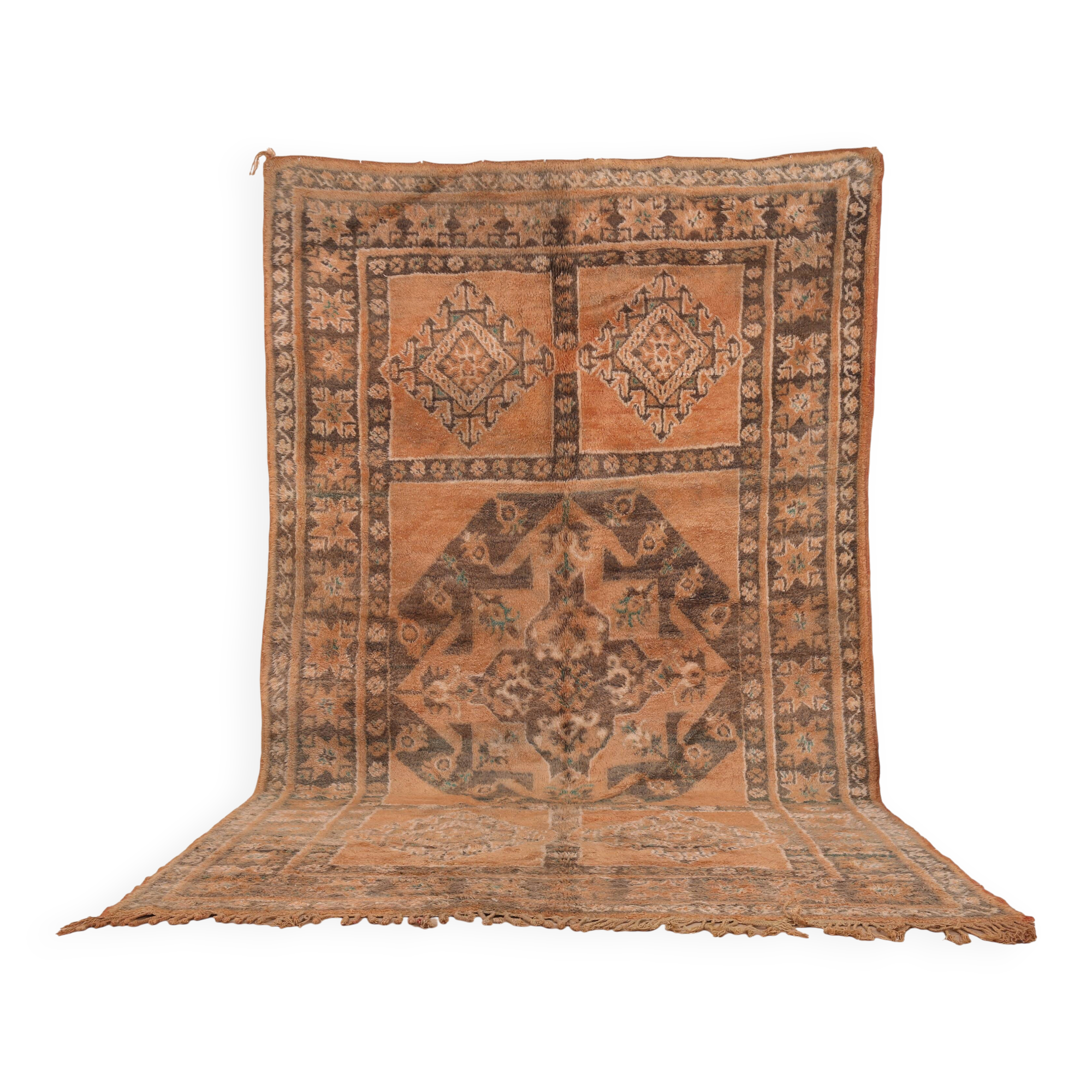 Terracotta Vintage Moroccan Rug 199 x 342 cm, Berber Handmade Wool Rug boho
