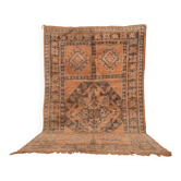 Tapis marocain vintage en terre cuite 199 x 342 cm, tapis en laine fait main berbère boho