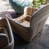 Pair of rattan armchairs