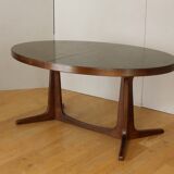 Extendable oval elm table with Baumann extensions