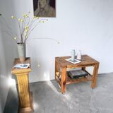 1980 pine wheeled console table