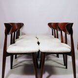 Scandinavian dining chairs set of 6 pearl bouclé
