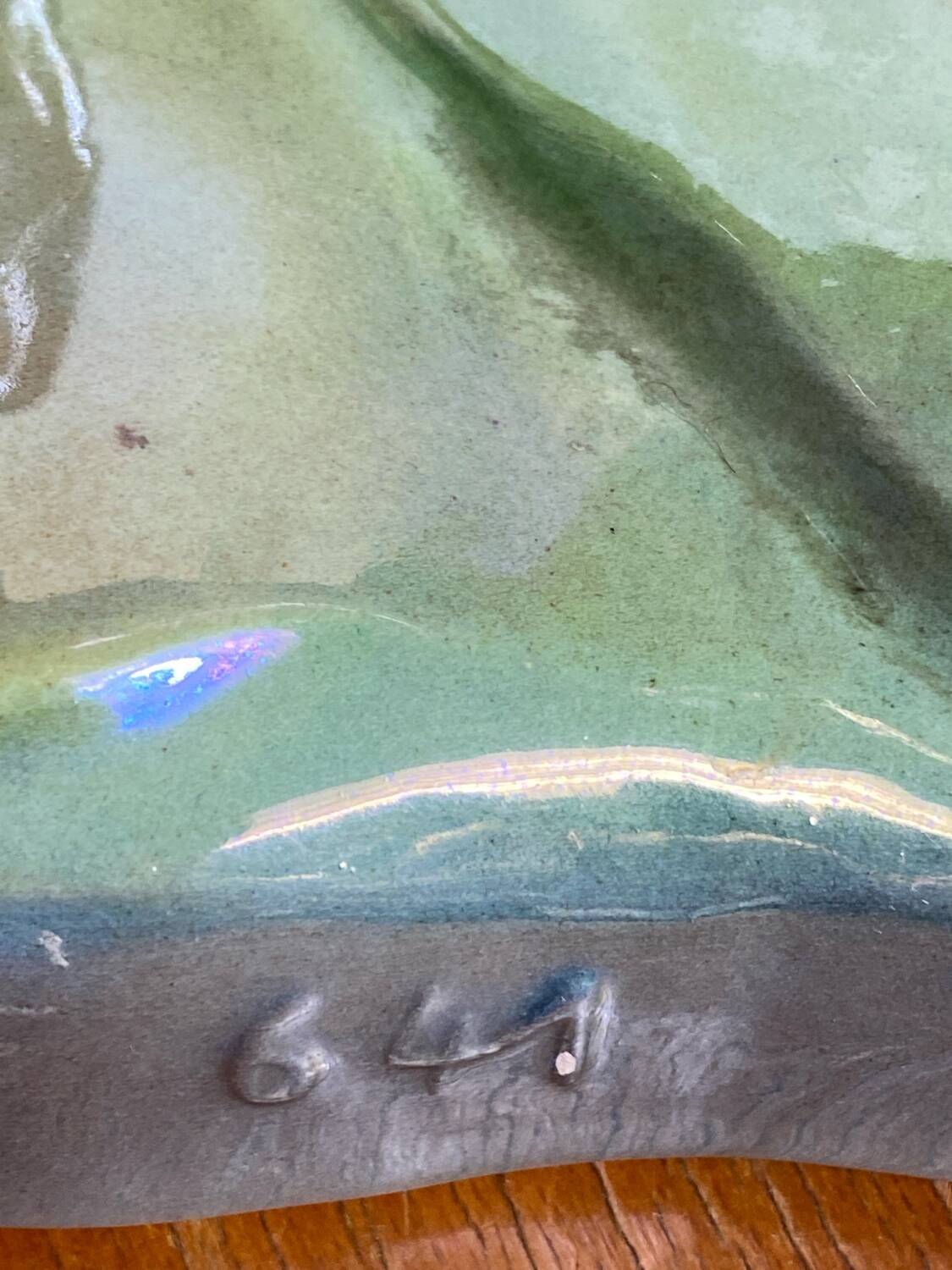 Iridescent ceramic wolf dog, Hubert Béquet