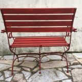 Foldable iron and wood bench