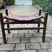Tabouret safari en cuir, années 1960