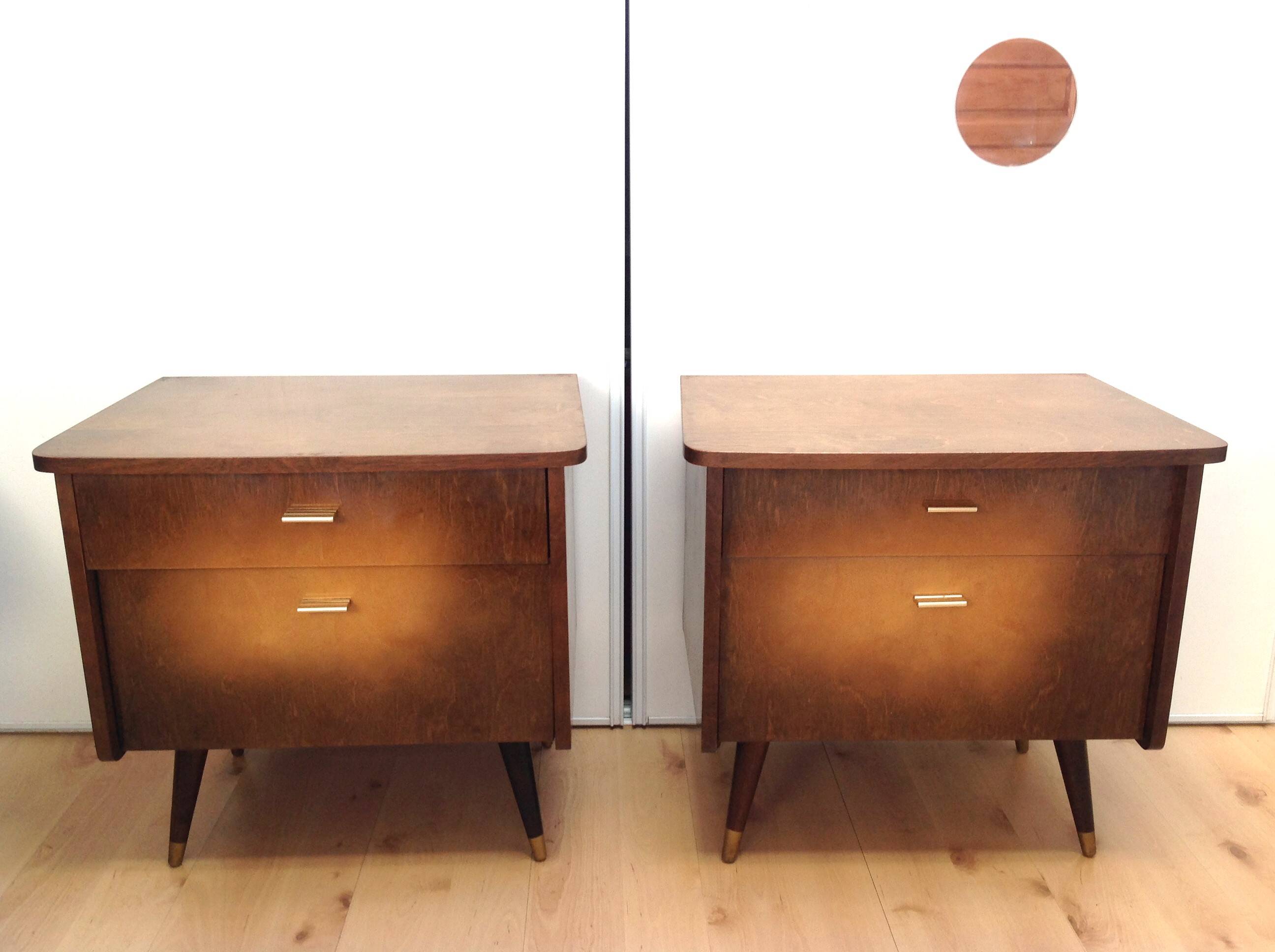 Pair of bedside tables with compass feet / vintage 50s-60s