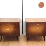 Pair of bedside tables with compass feet / vintage 50s-60s
