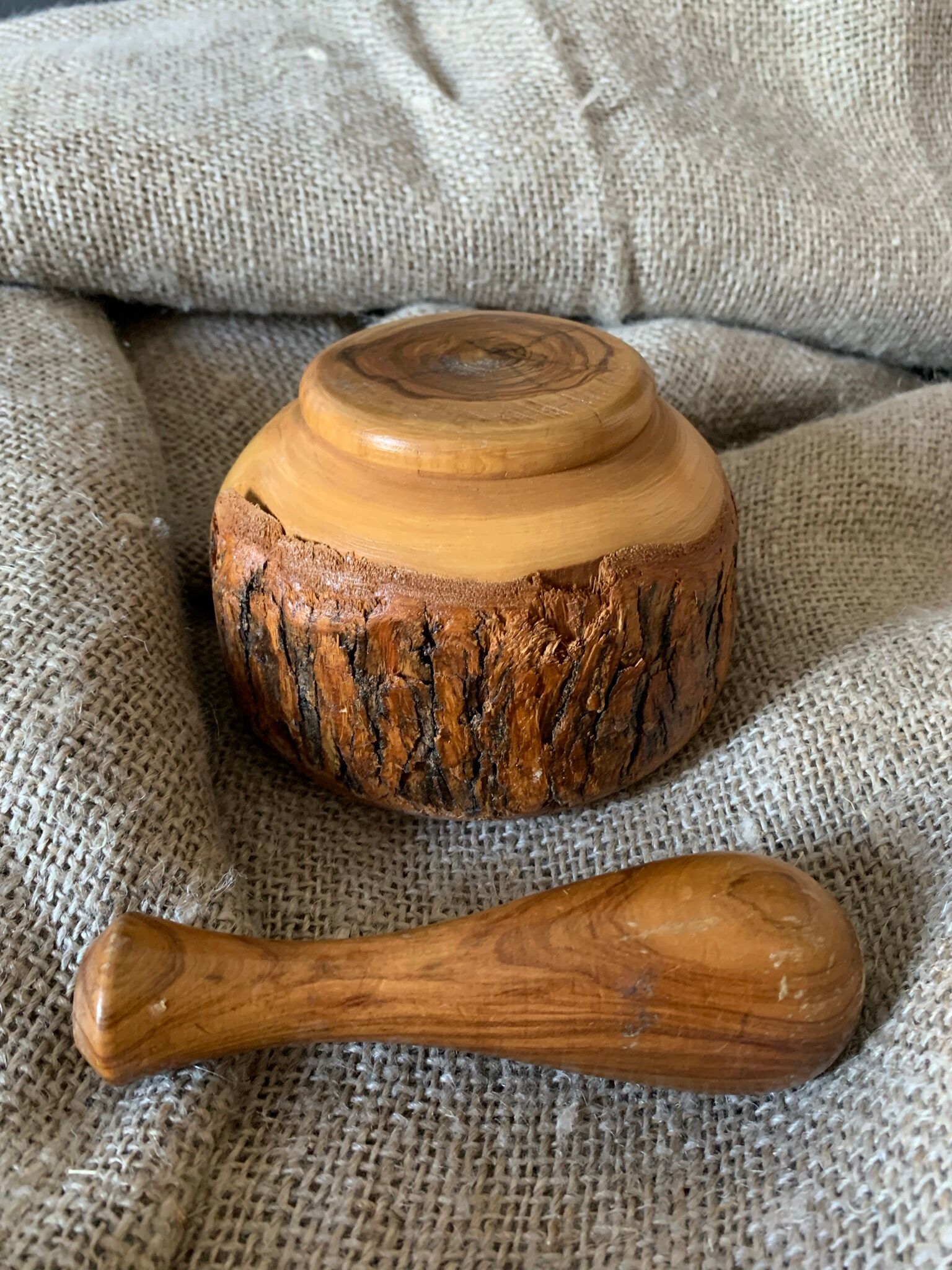 Mortar and pestle in black