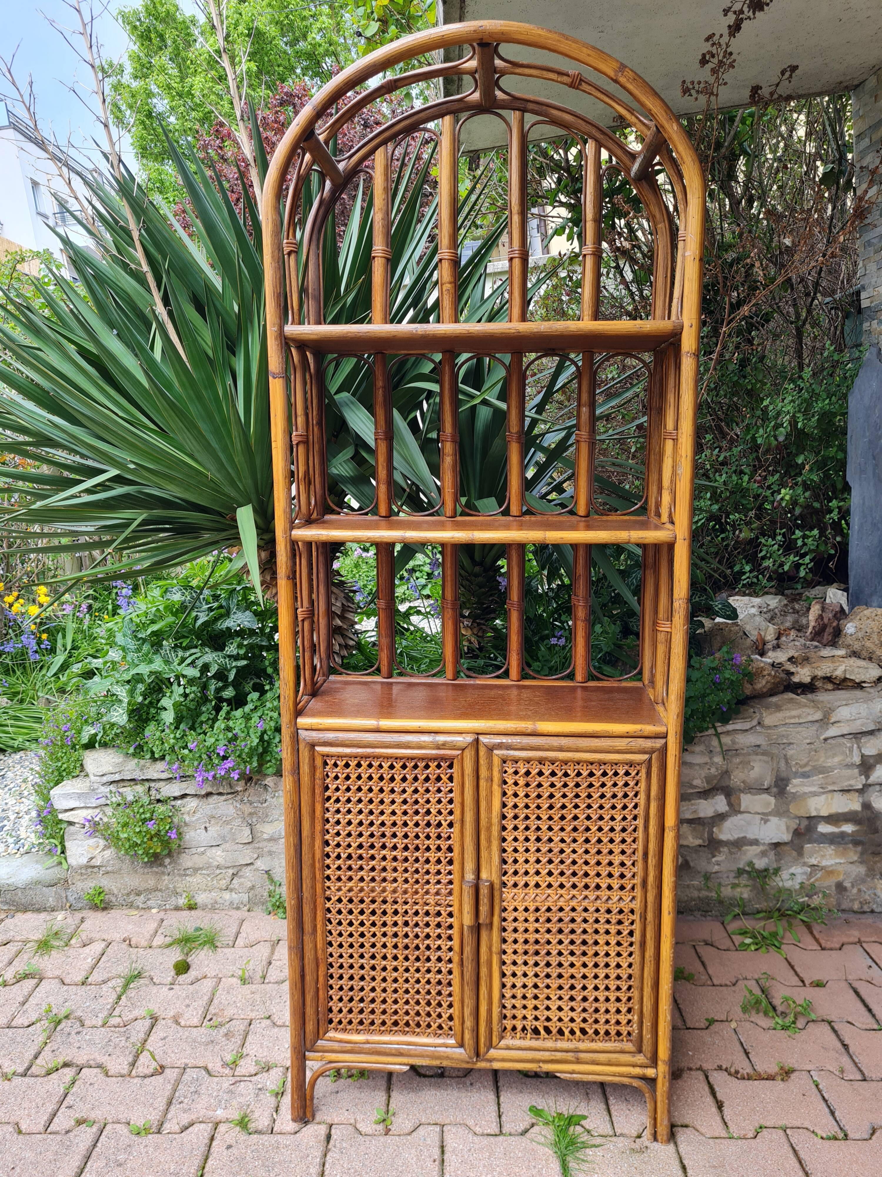 Rattan furniture and canning with vintage shelves