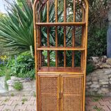 Rattan furniture and canning with vintage shelves