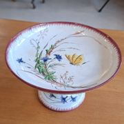 Compotier/coupe ronde sur piedouche Sarreguemines décor Papillon