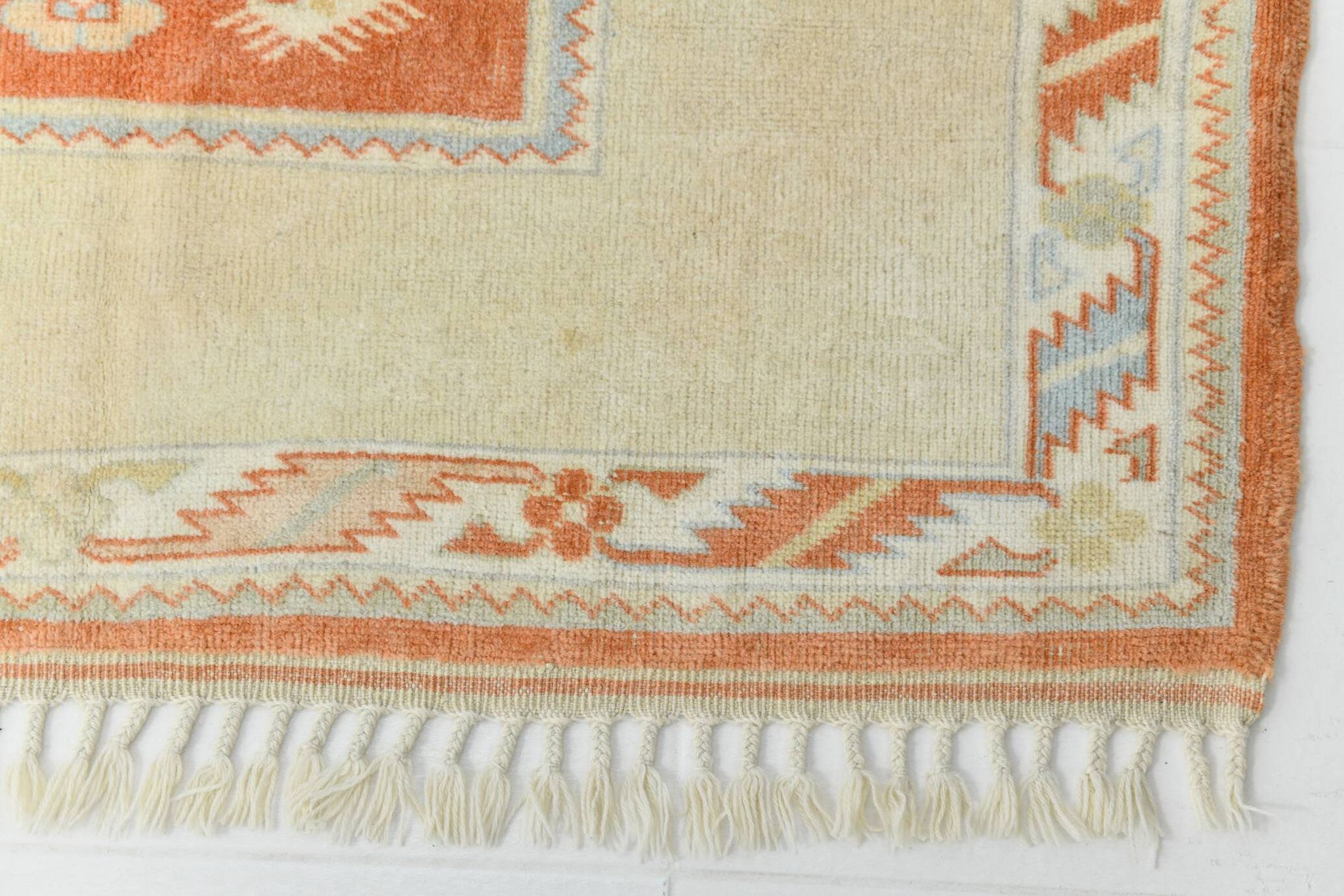 4x6 Oushak Light Blue & Beige Vintage Rug, 127x197Cm