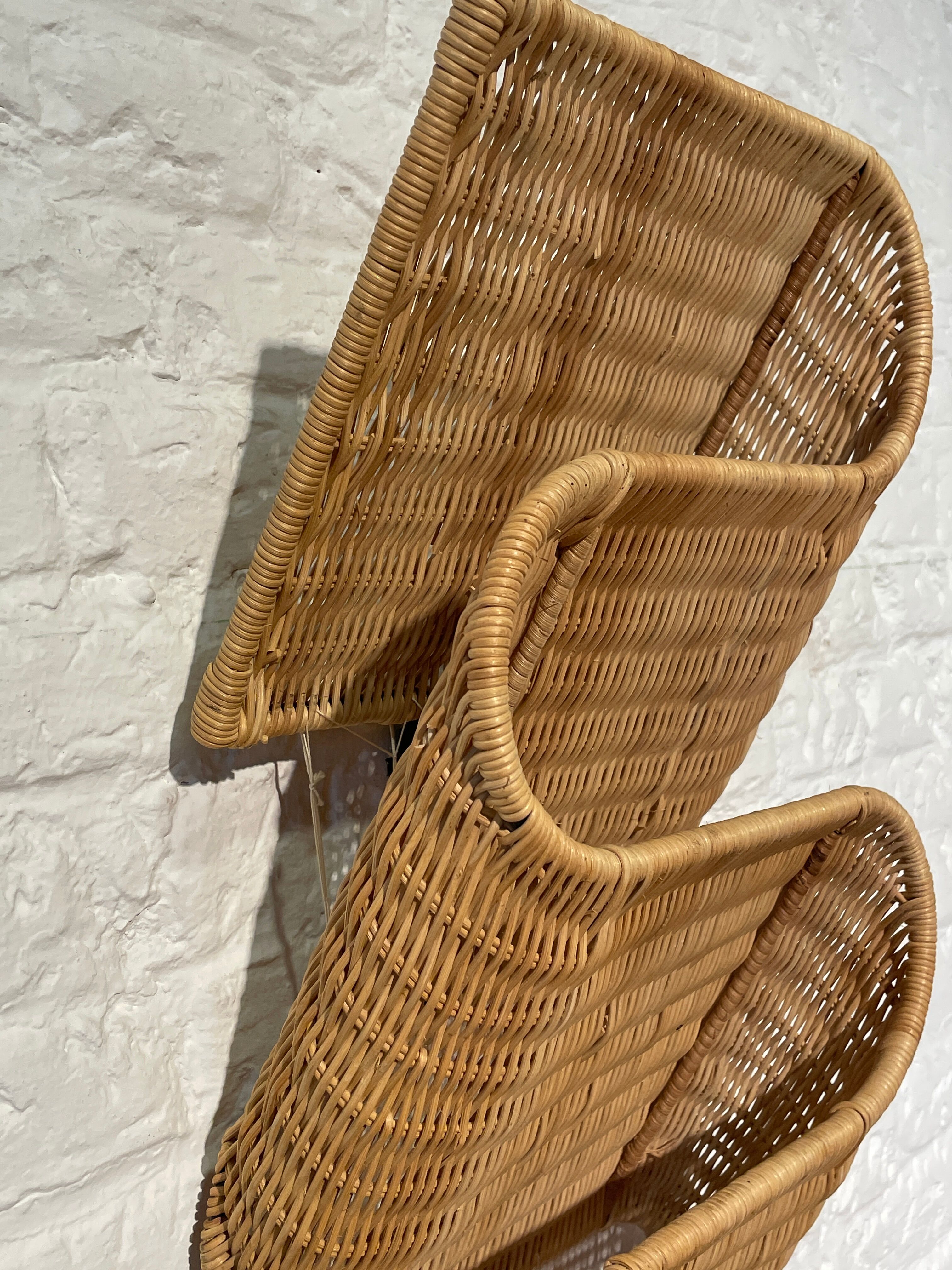Wicker wall-mounted newspaper holder, France 1960's