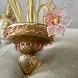 Lustre en verre de Murano fleurs vénitien, circa 1950/1970 rose jaune