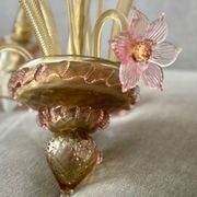 Murano glass chandelier Venetian flowers, circa 1950/1970 pink yellow