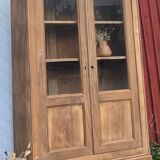 Armoire parisienne ancienne vaisselier bibliothèque en bois massif brut
