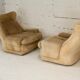 Pair of armchairs by michel cadestin, airborne edition, fiberglass and beige velvet, circa 1970