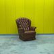 Original English Chesterfield Wingback Chair - Vintage Cognac Leather