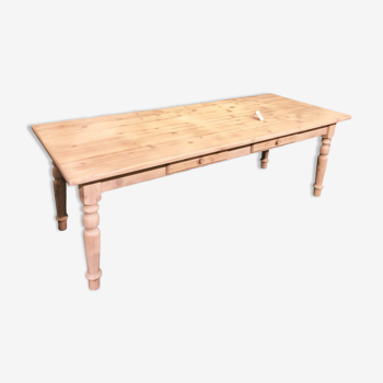 Grande table en pin blanchi