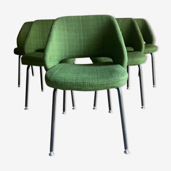 6 vintage green Tweed chairs