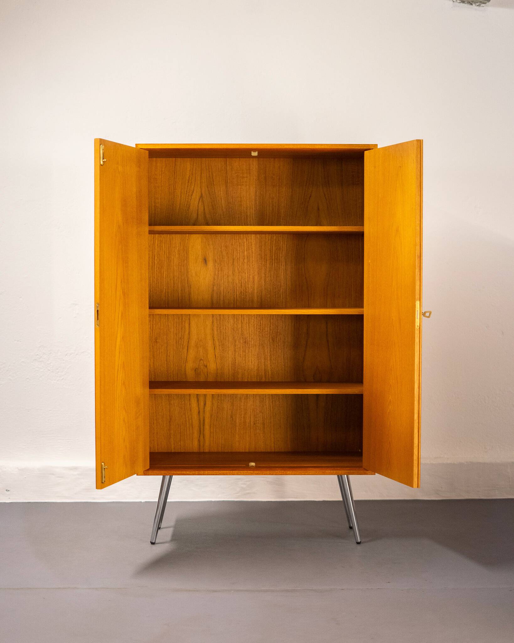 Mid Century Teak and Steel Wardrobe by Franz Meyer Möbel, 1960's, Germany