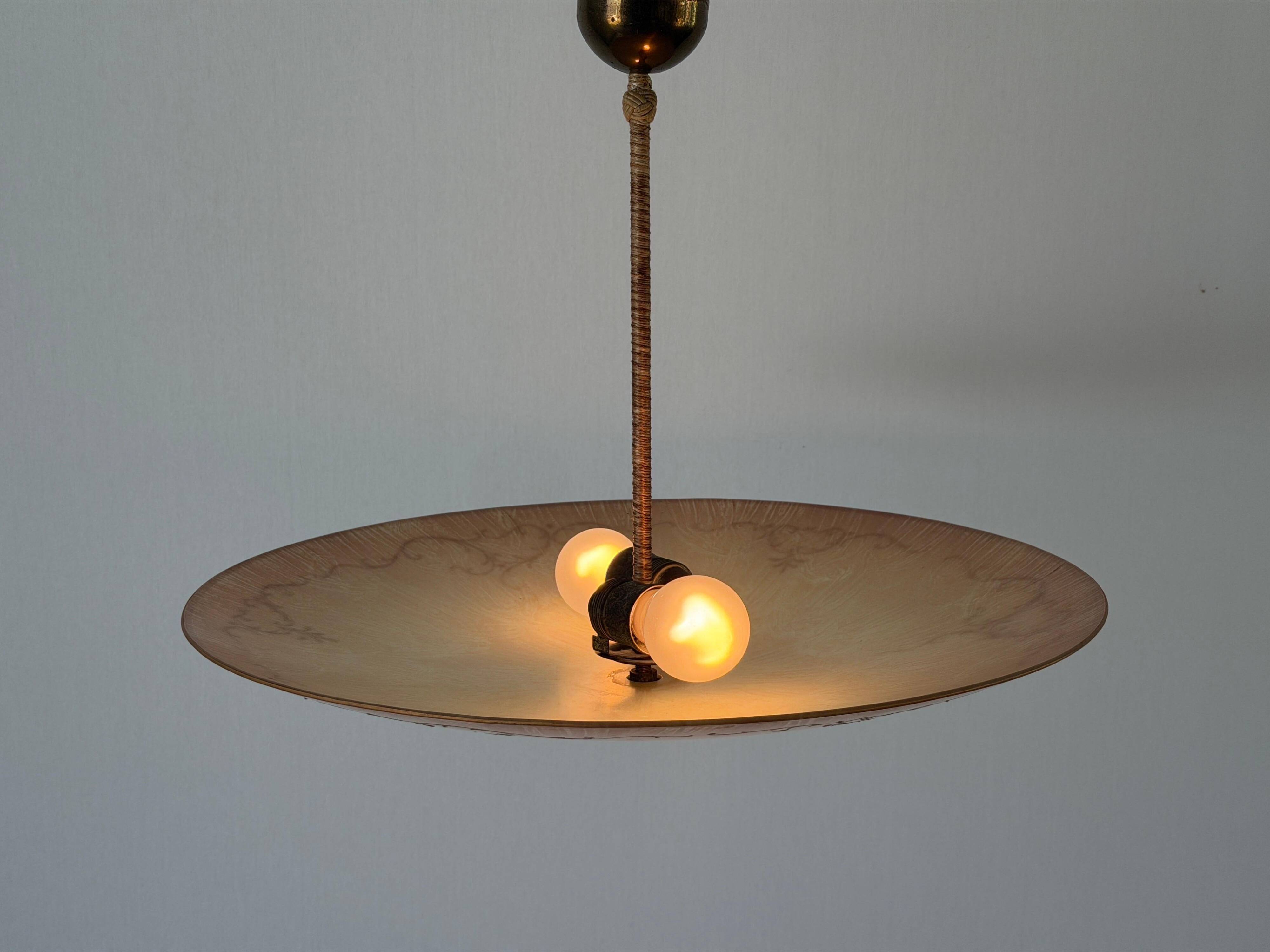 Art Deco ceiling light in pink gilded glass, 1940s, Germany