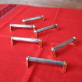 Set of 6 silver and gold metal knife holders