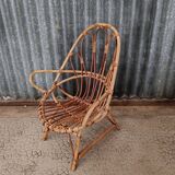 Fauteuil enfant en osier rotin vintage