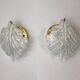 Pair of wall lamps Feuille by Murano Mazzega in frosted glass Italy 1970