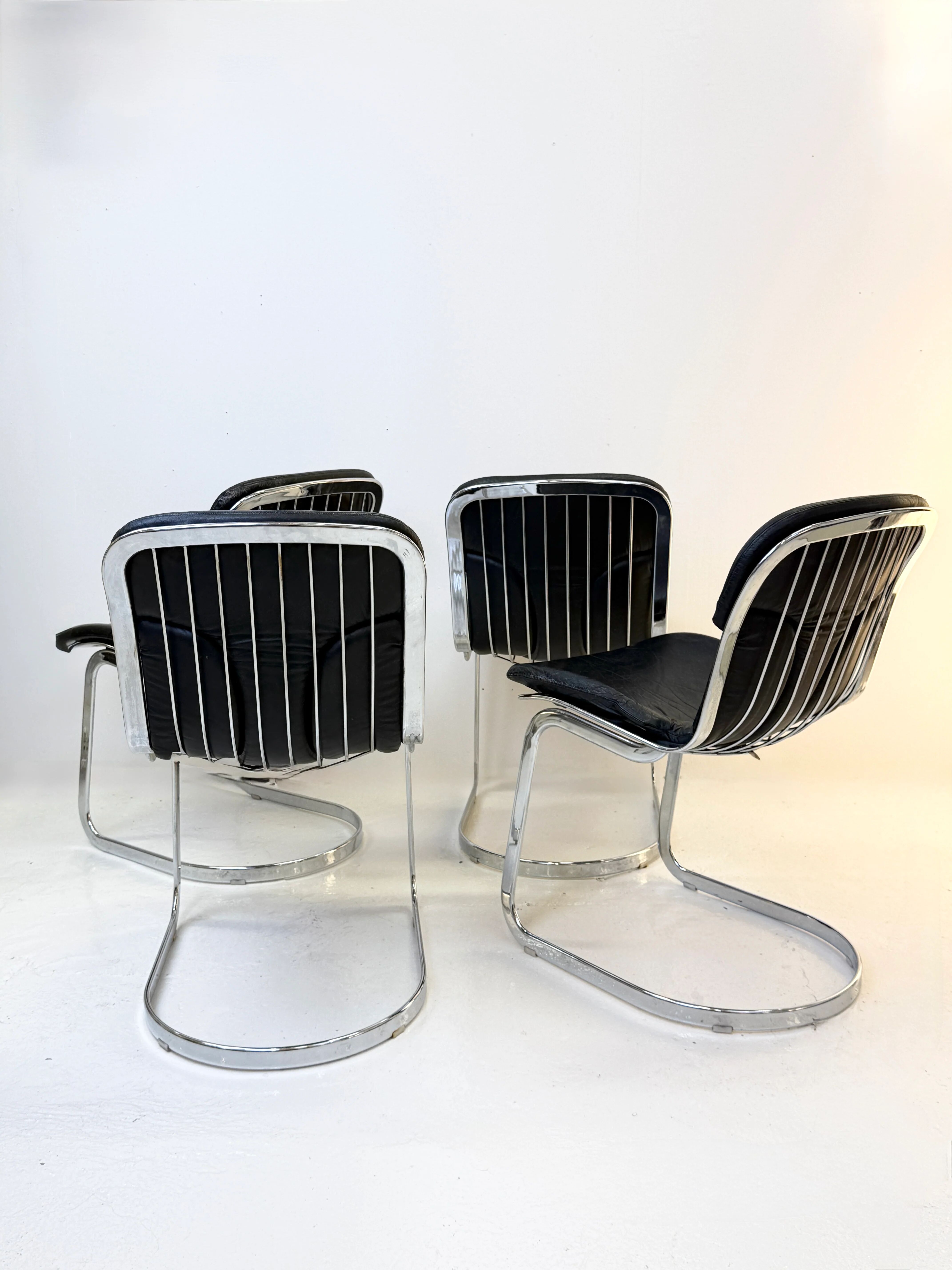 Set of 4 chairs by Willy Rizzo, 1970s