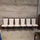 6 white leatherette and mahogany art deco style chairs, 1950