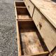 Antique fir wood workshop cabinet with drawers