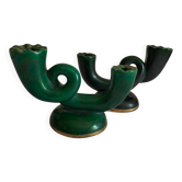 Pair of vintage green Art Deco candlesticks