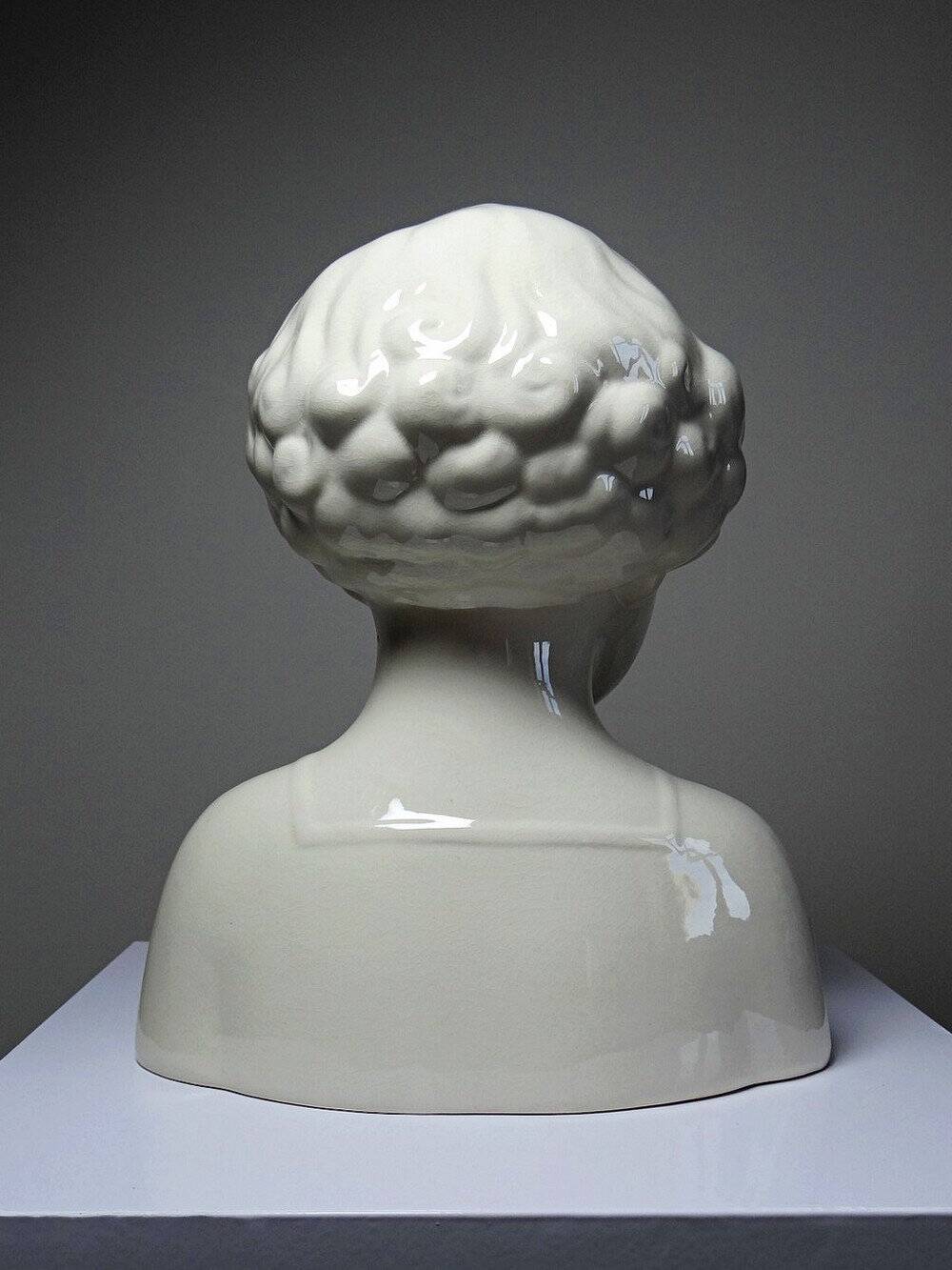 Large Art Deco faience bust from Sarreguemines, early period