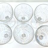 Lot of six crystal glasses cisele on foot has 6 odds France glasses