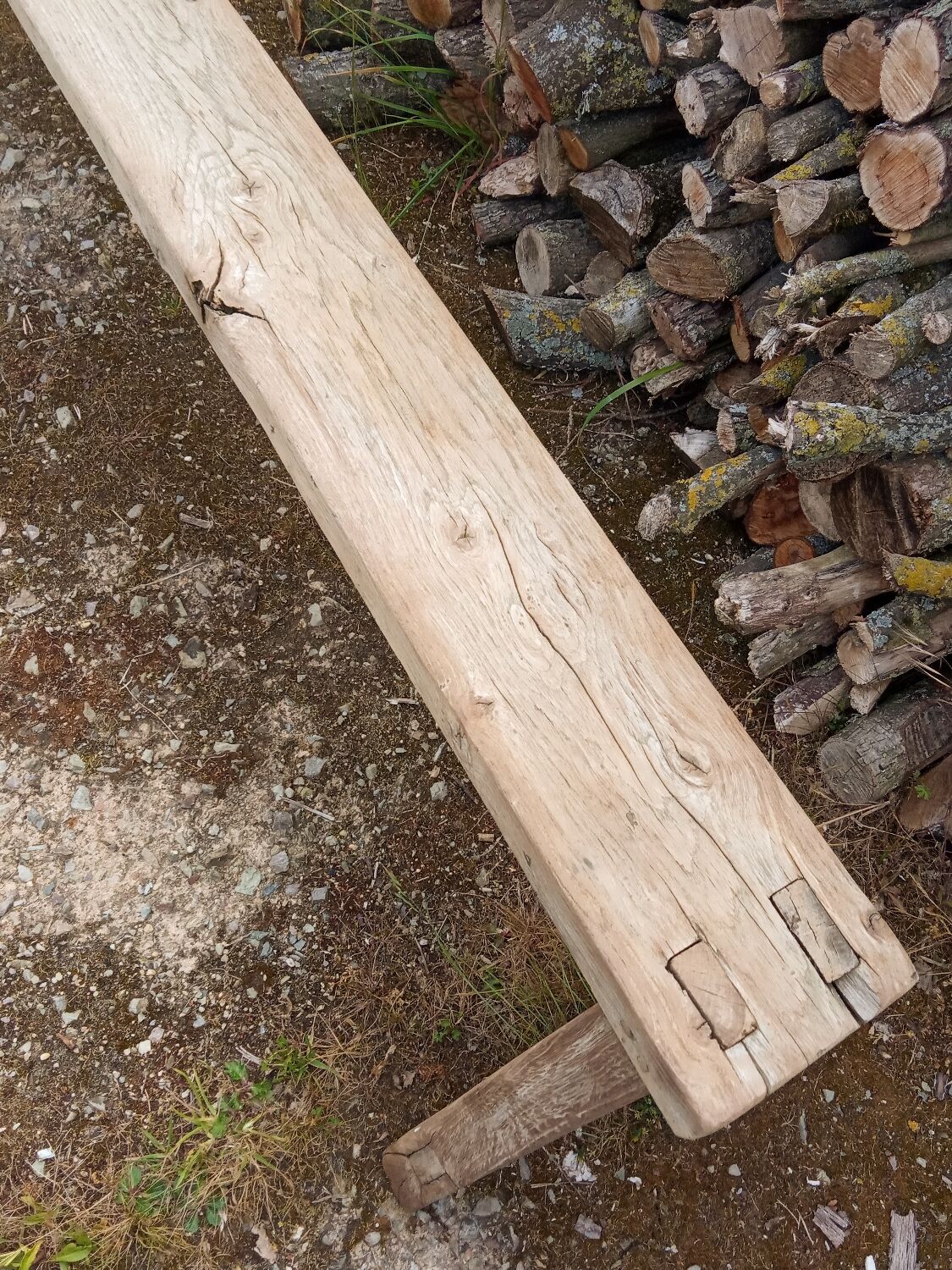 Pair of oak farmhouse benches 228 cm