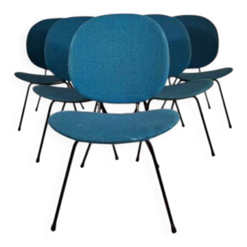 Ensemble de six chaises W.H. Gispen modèle "Kembo 301" – design néerlandais du milieu du siècle, années 1960
