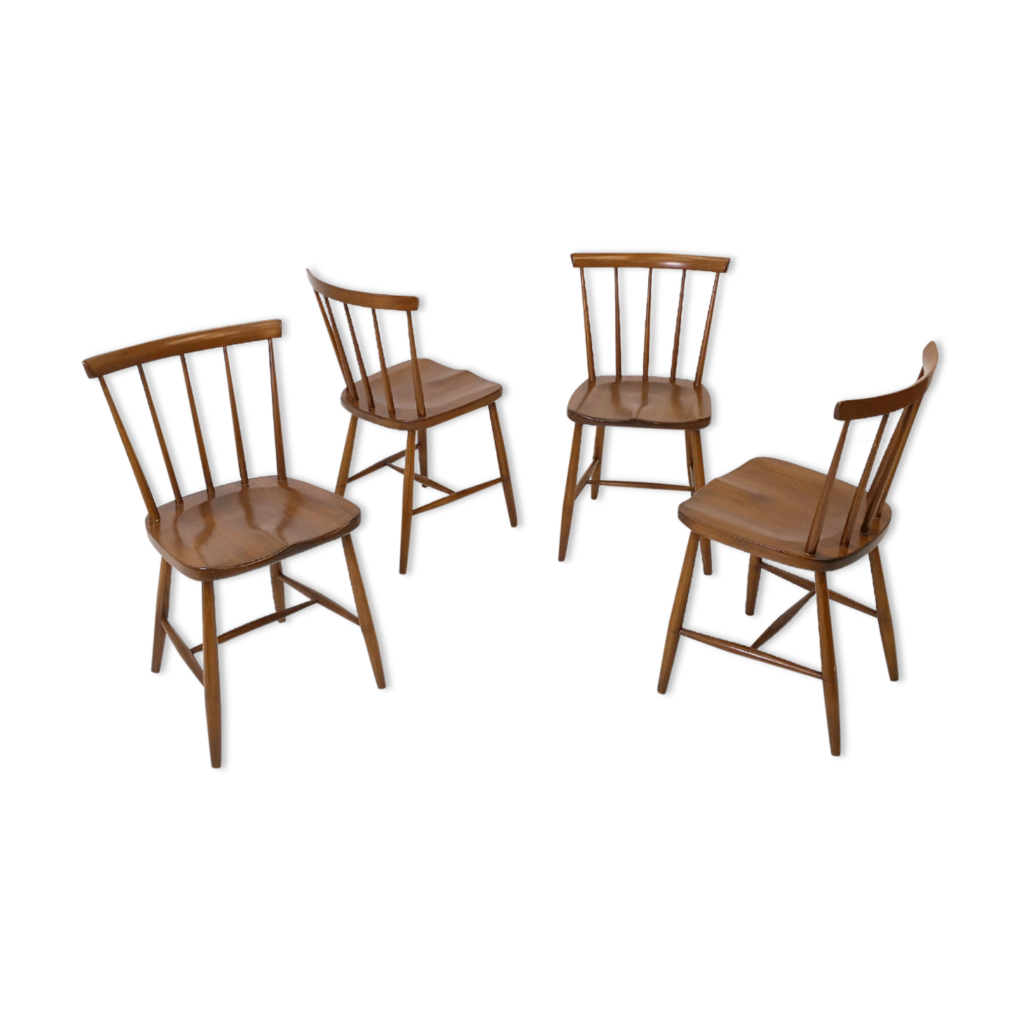Suite de 4 chaises de bistrot scandinaves années 60