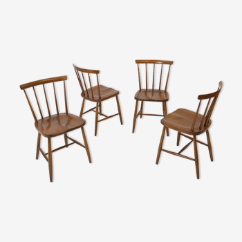 Suite de 4 chaises de bistrot scandinaves années 60