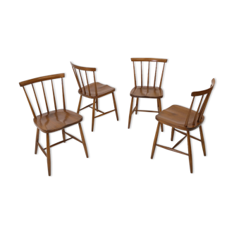 Suite de 4 chaises de bistrot scandinaves années 60