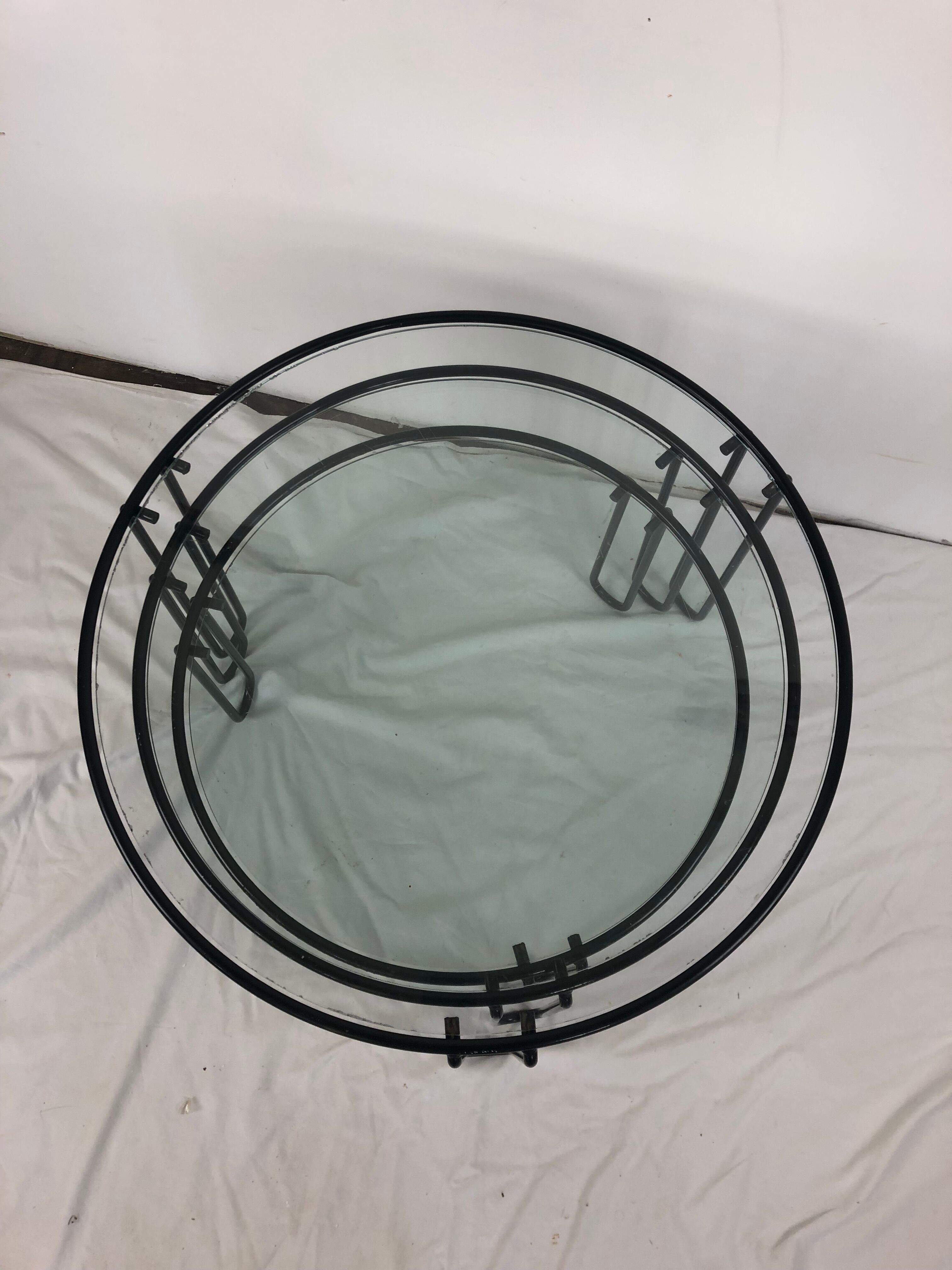 Metal and glass nesting coffee table 1970