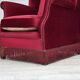 1970s, Danish highback armchair, red furniture velour, ash wood.