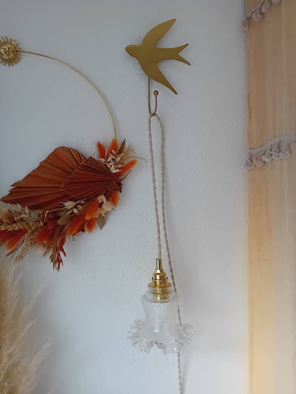 Vintage glass hanging lamp