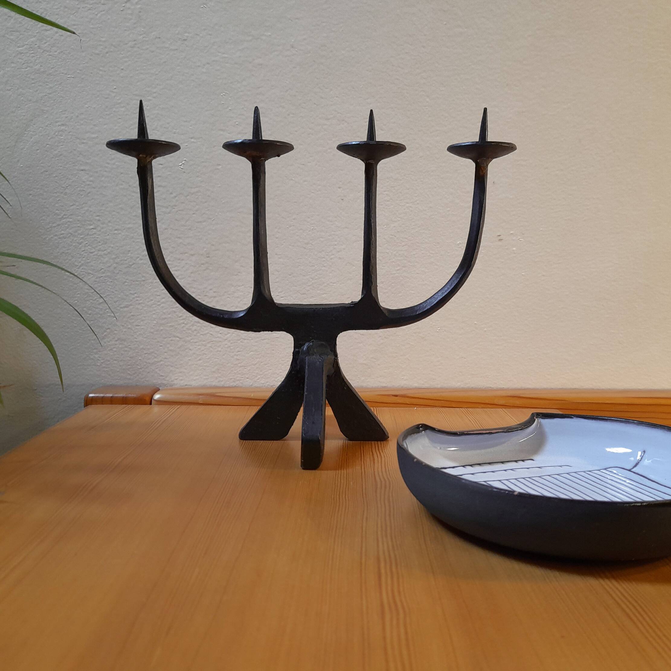 Brutalist wrought iron candlestick, 1960s