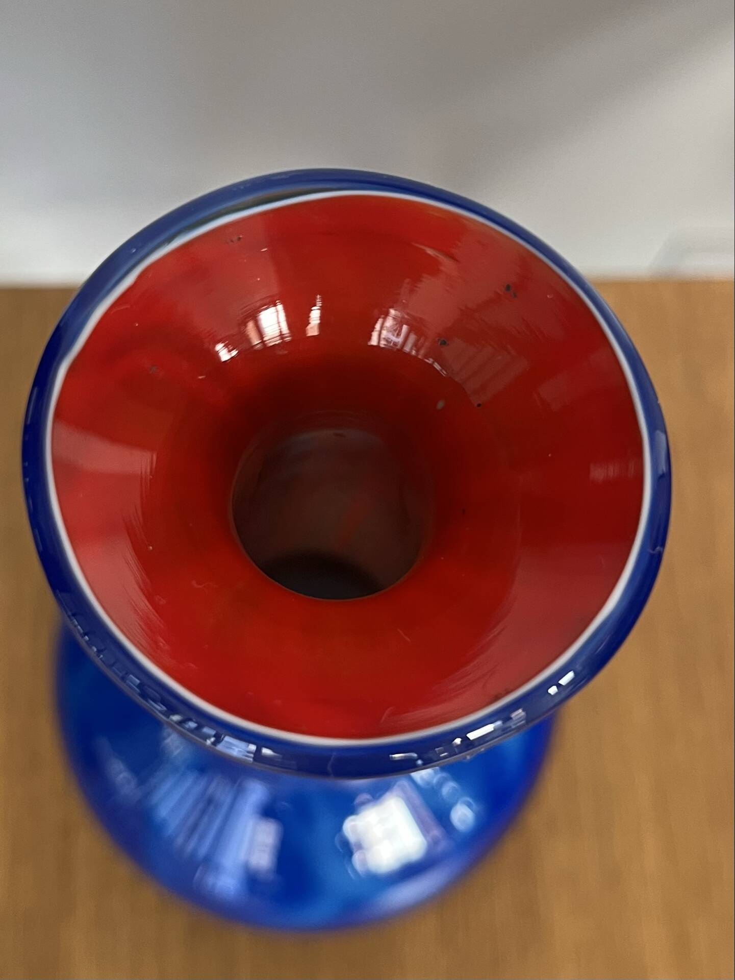 Multilayer blue/white/red soliflore vase